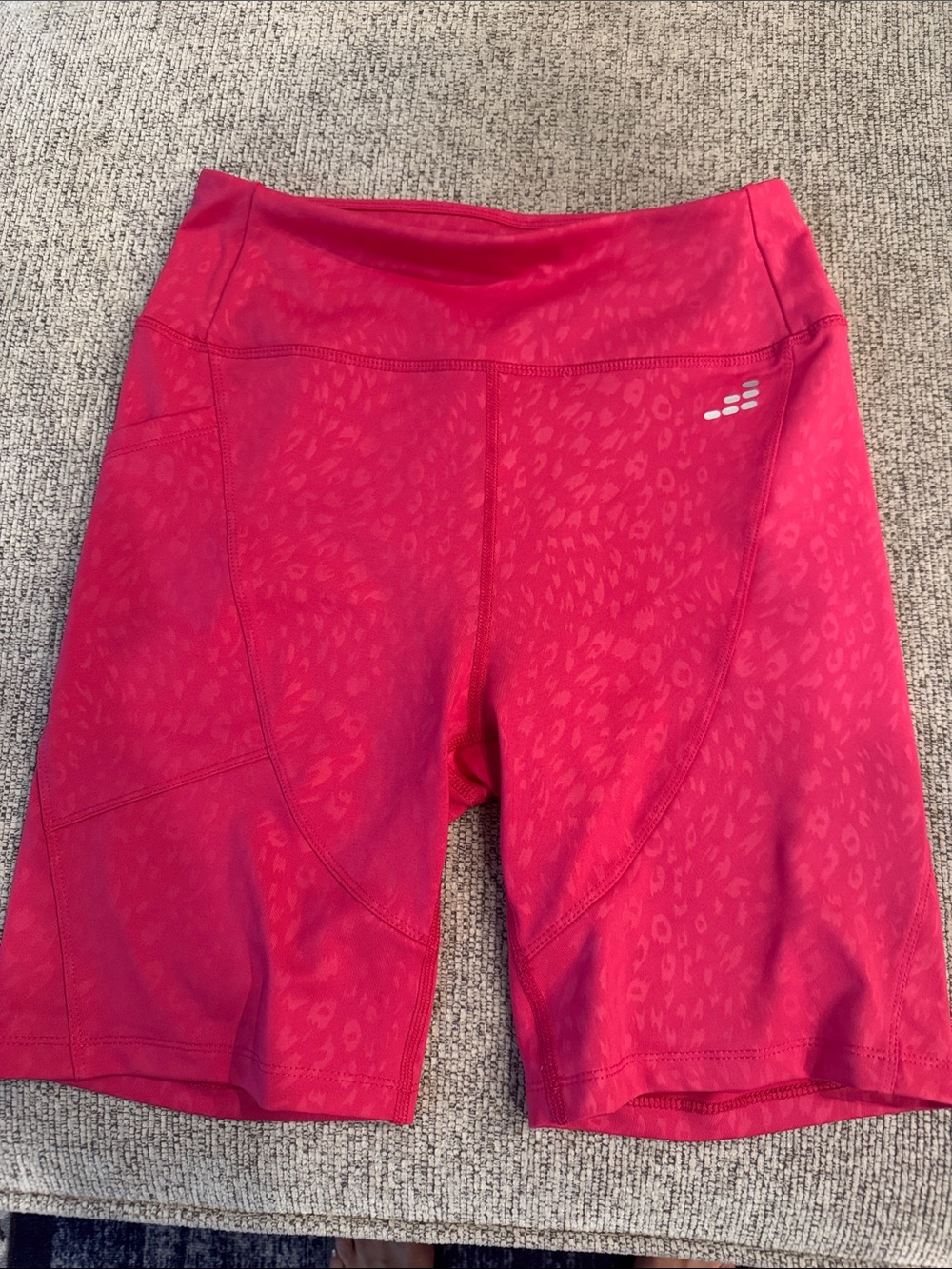 bcg Hot Pink Athletic Bike Shorts with Subtle Leopard Print